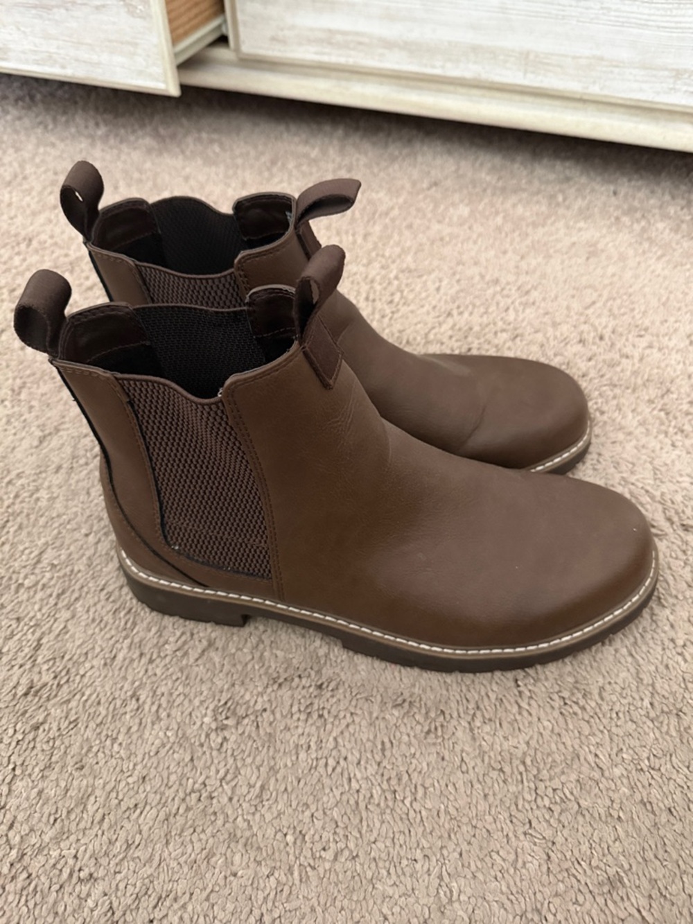 Men's Brown Chukka Chelsea Boots - Pull-On Ankle Work Boots